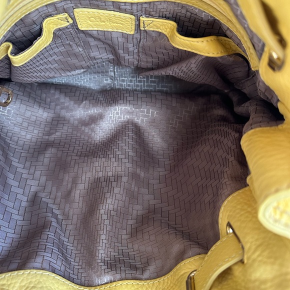 Cole Haan handbag purse yellow w gold detailing soft pebbled leather - Picture 8 of 15